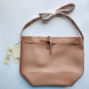 NWT Kayla + Ava Dusty Rose Women's Bowtie Bucket Bag Shoulder Bag Vegan Leather